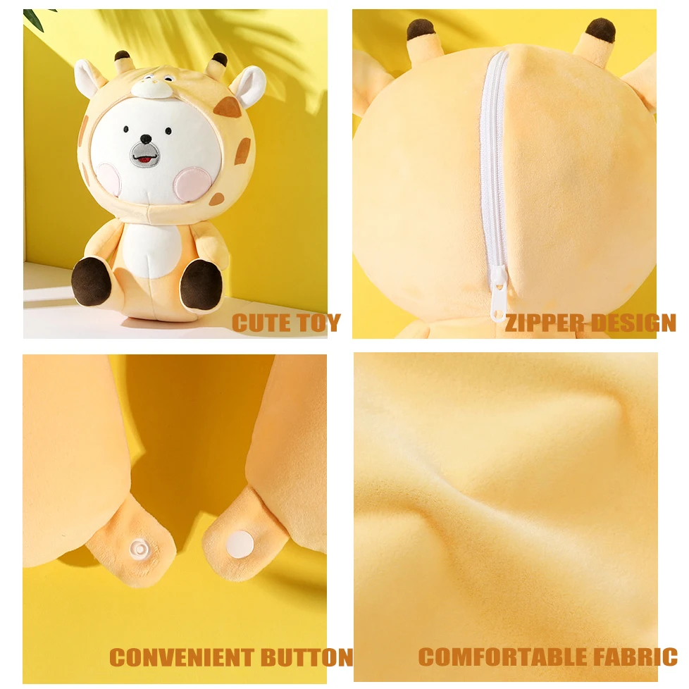 Microbeads Stuffed Plush Fabric Printing elephant Animal Shape Toys Travel Pillow 2 in 1 Reversible Neck Pillow With Embroidery