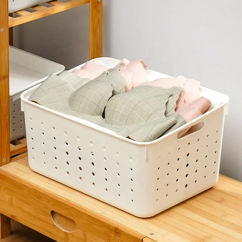 Multifunctional Plastic White Storage Basket Home Office Kitchen Organization Basket Organizer