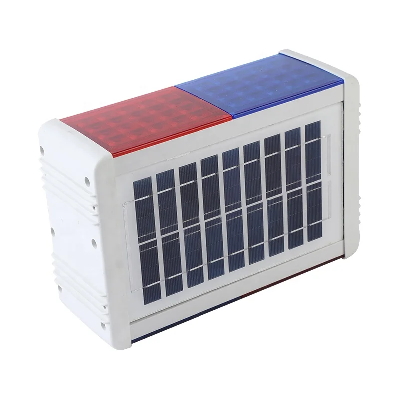 Solar Powered Double Sided 2 Groups Strobe Warning Lights Solar Road Hazard Red Blue LED Signal Flashing Light