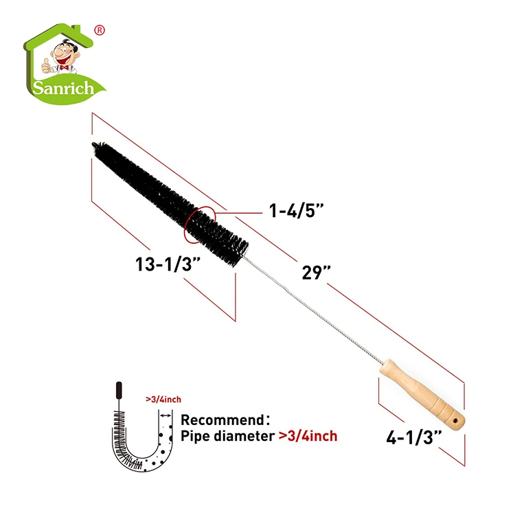 Refrigerator coil Radiator Bathroom Kitchen Dredge Toilet Drain Sewer Water Pipe Hose Long Handle Cleaning Brush