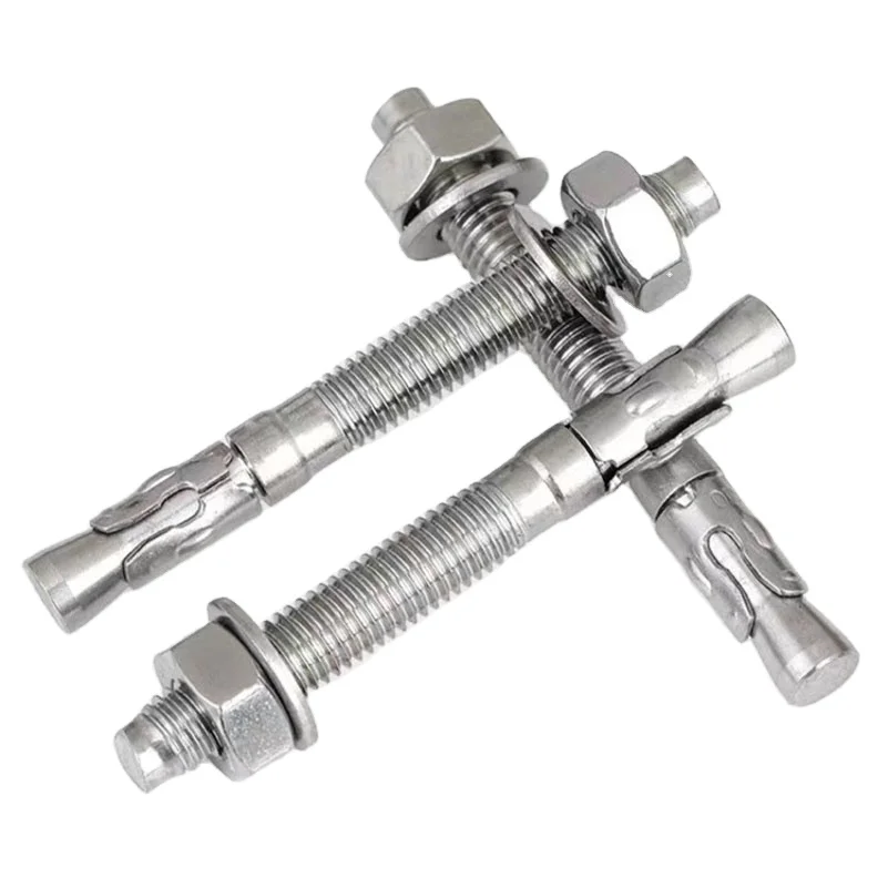 304 316 Stainless Steel Wedge Anchor Bolt 1/2 Mechanical Thread Expansion Stud Anchor For Concrete