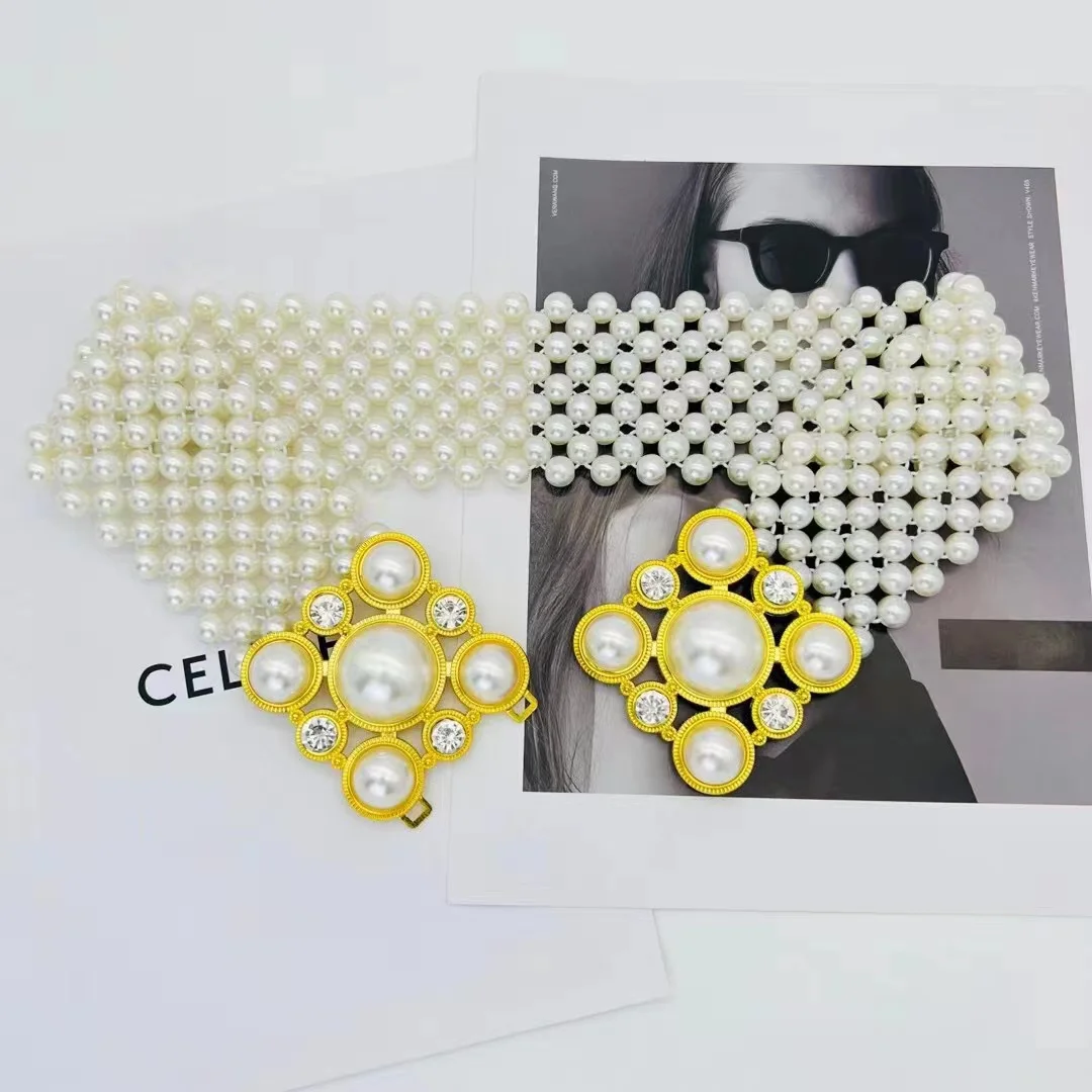 Hot Sale full pearl elastic waist belt decoration dress pearl belt for women