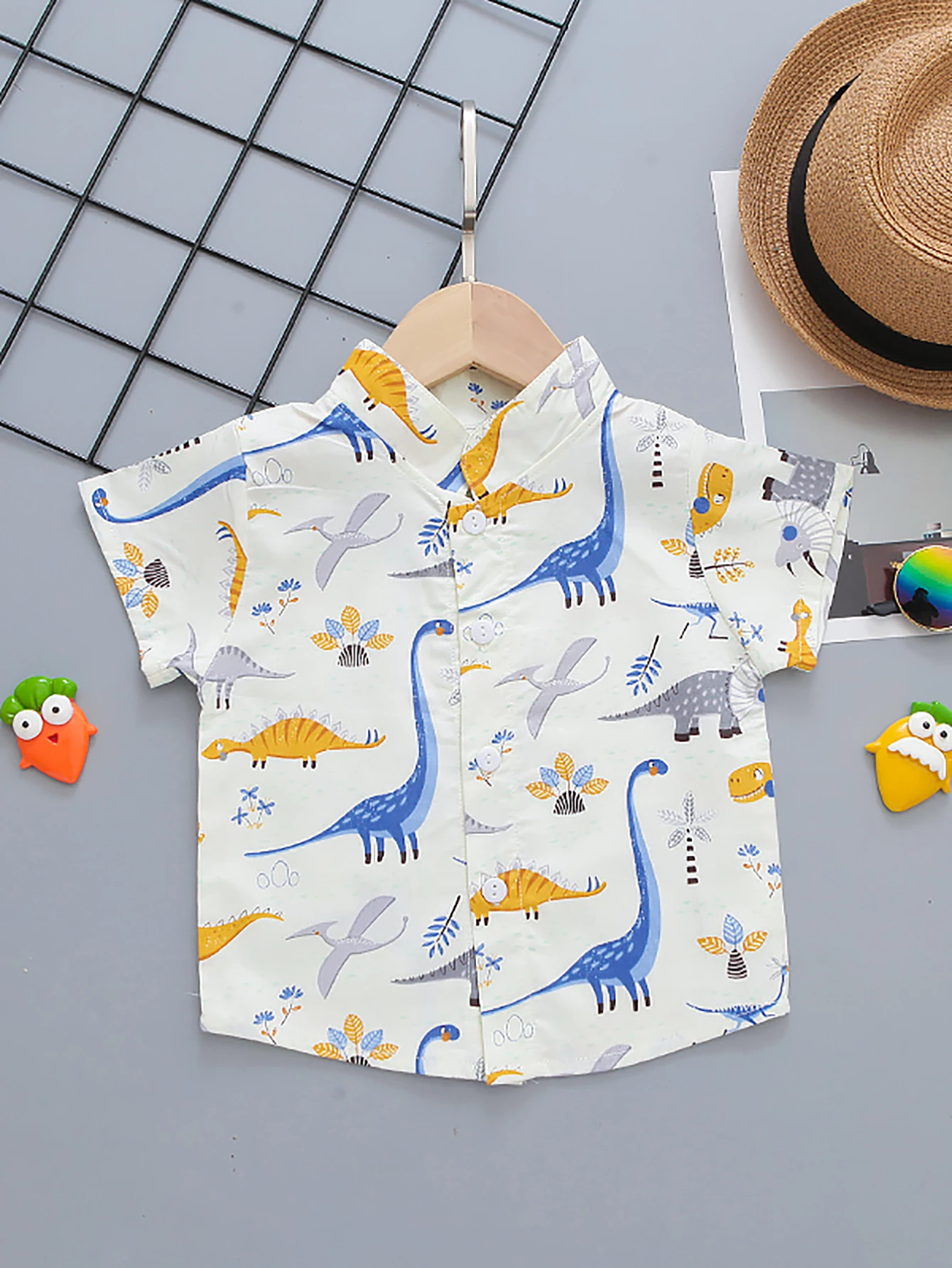 
Kids Cltothing Wholesale New Summer Short Sleeve Print Animal Cotton Casual Top Boy Shirt 