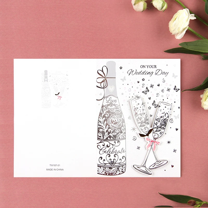 Custom Printed Gold Foil Wedding Invitation Card Greeting Card with Envelope 250g Art Paper 4 Color Customized 1 Pc/opp 5000 Pcs