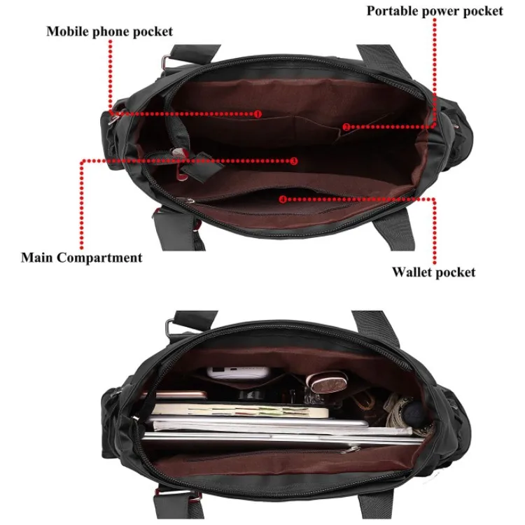 OEM Nylon Laptop Handbag Other Business Bags with Multi Pocket Wallet Waterproof Tablet Storage Shoulder Bags Tote Notebook Bags