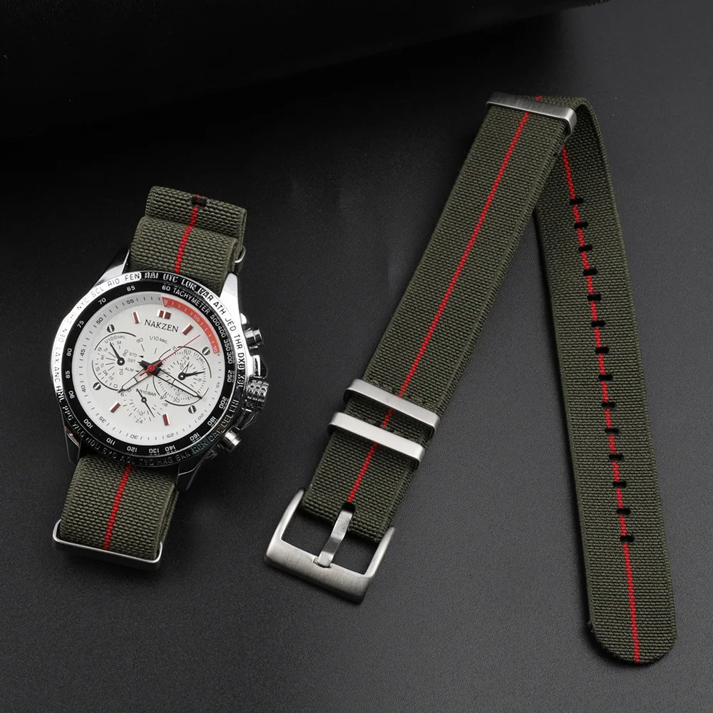 Custom Elasticated Woven Nylon Watch Strap Parachute French Marine National Sport Wrist Bracelet One Pass Elastic Watch Straps