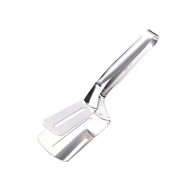 2 In 1 Cooking Kitchenware Stainless Steel Steak Clip Fried Fish Hamburger Barbecue Shovel Pizza Food Clamp Tongs