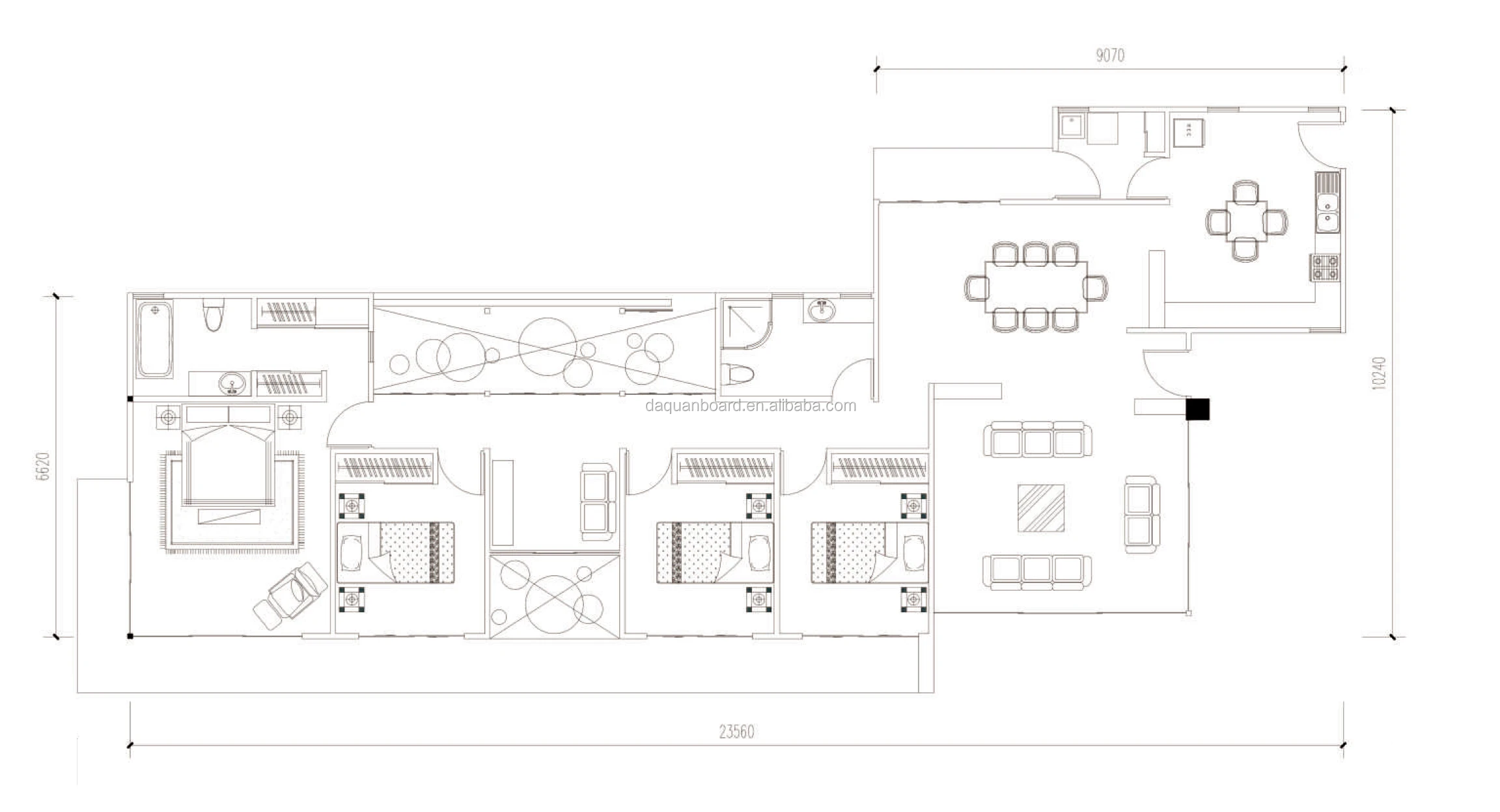 High Quality Prefabricated Prefab Luxury House Chile Bungalow Home 186m2