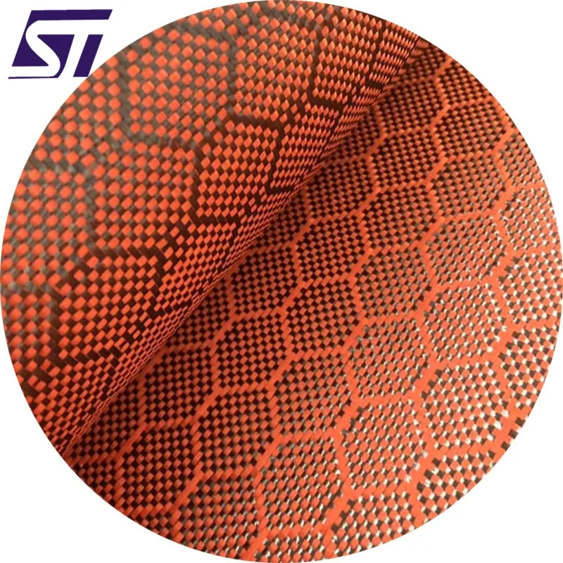 Orange Hexagon Carbonfabric , Aramid carbon cloth, Honeycomb  fabric