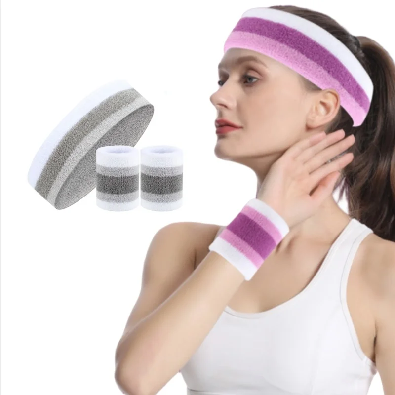 Wholesale Breathable Knitted Sweat Headband Sweatbands Comfortable Fitness Products Elastic Wrist Strap