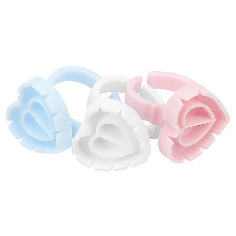 Colorful Disposable Flower Shape Individual Lashes Easy Fanning Glue ring LashExtension Adhesive Holder Grafting Bloom Cup