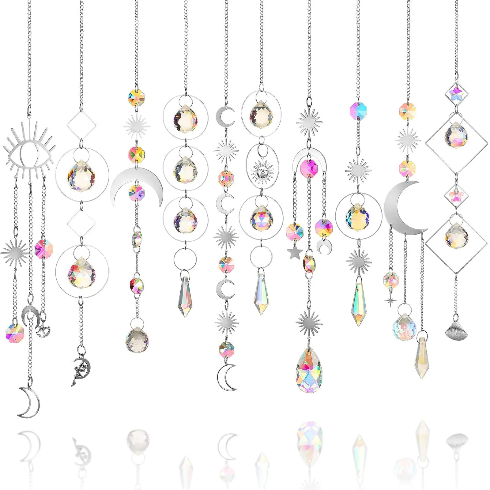 Wholesale Natural Crystal Suncather Amethyst Spiritual Gemstone Hanging Home Decor Rainbow Maker Crystal Sun Catcher