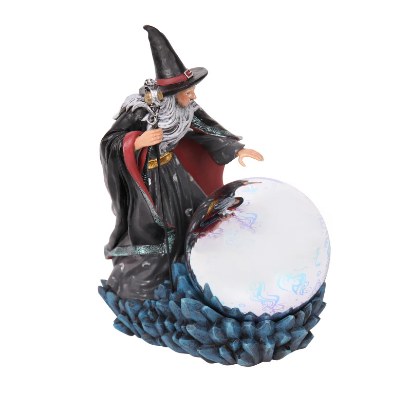 Made In China Poly Wizard With Light Up Ball Wizard Statue