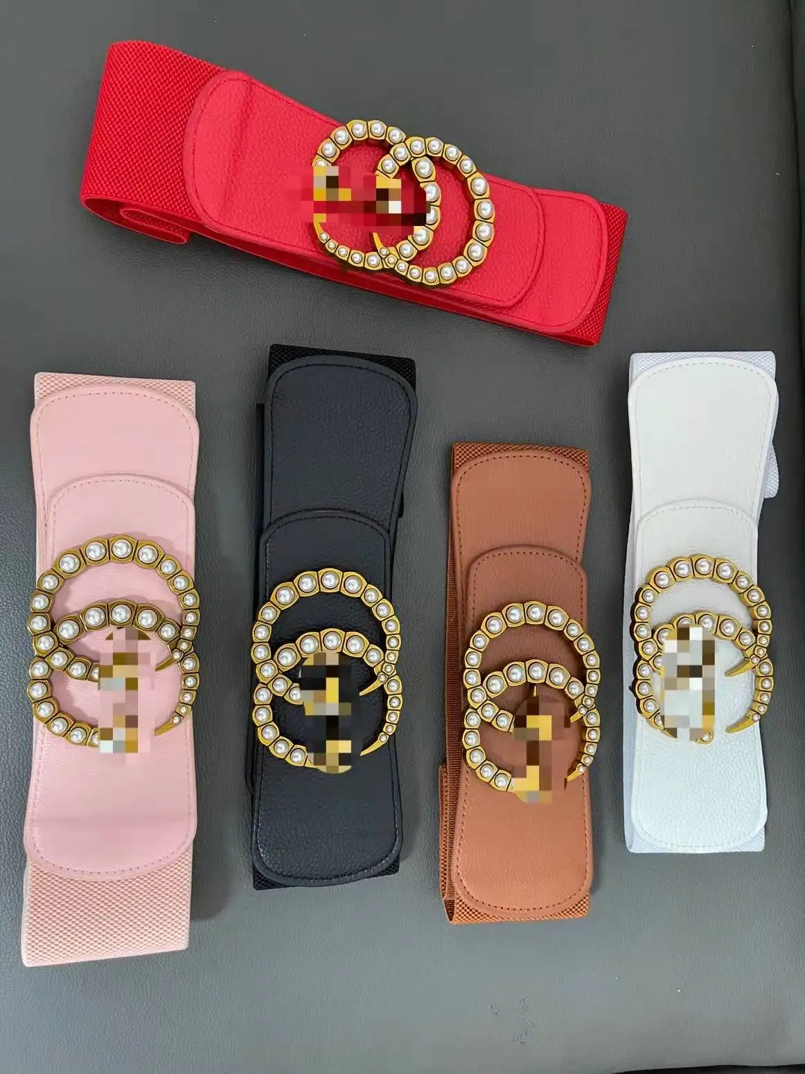 New letter CC GG brand logo design elastic waist belt women