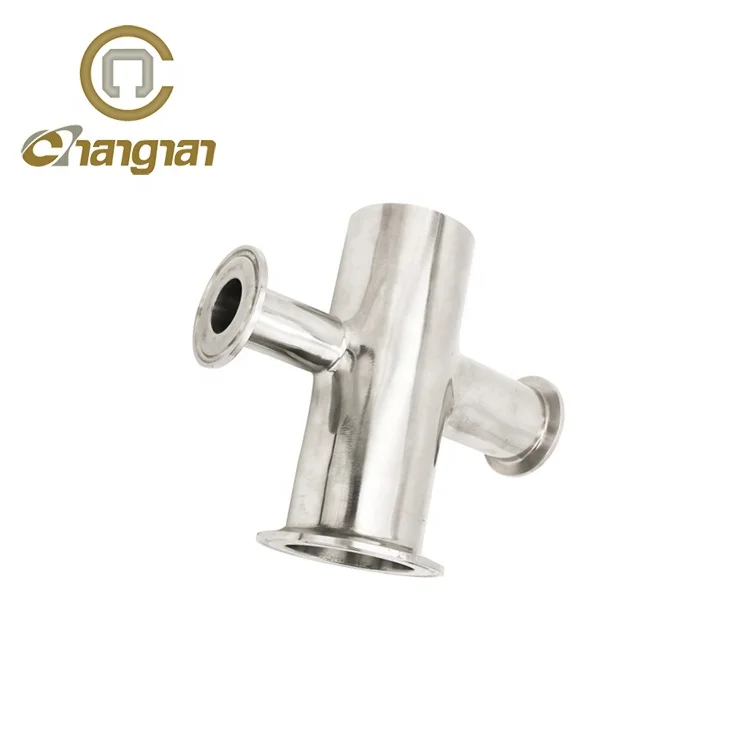 Beverage stainless steel pipe fittings 304 SMS reduce clamp cross