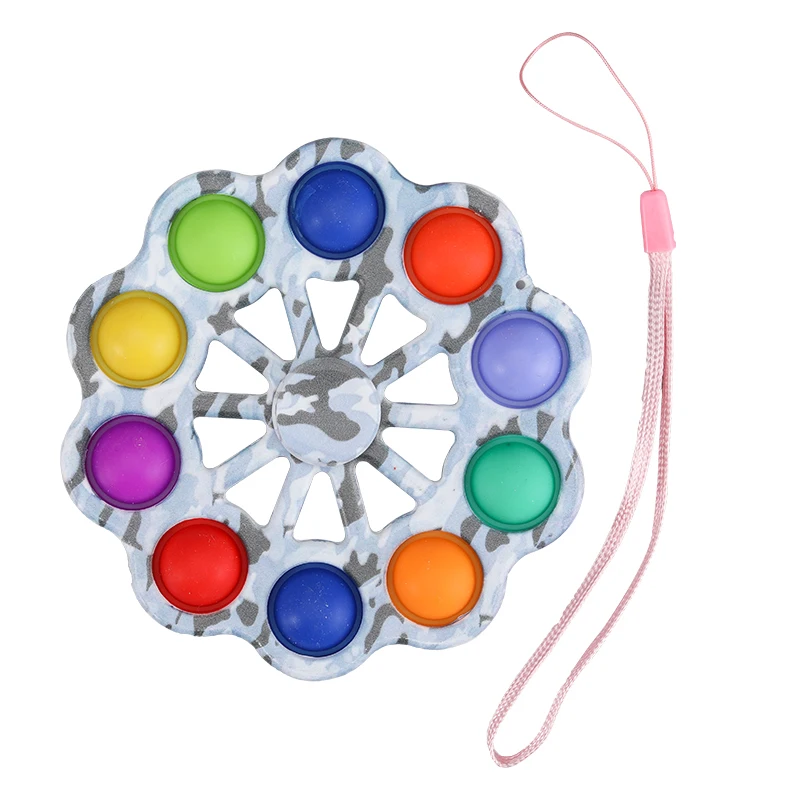 Silicone Relieve Stress Anxiety Bubble Finger Spinner 3D Animated Fidget Sensory Simple Fidget Dimple Toy