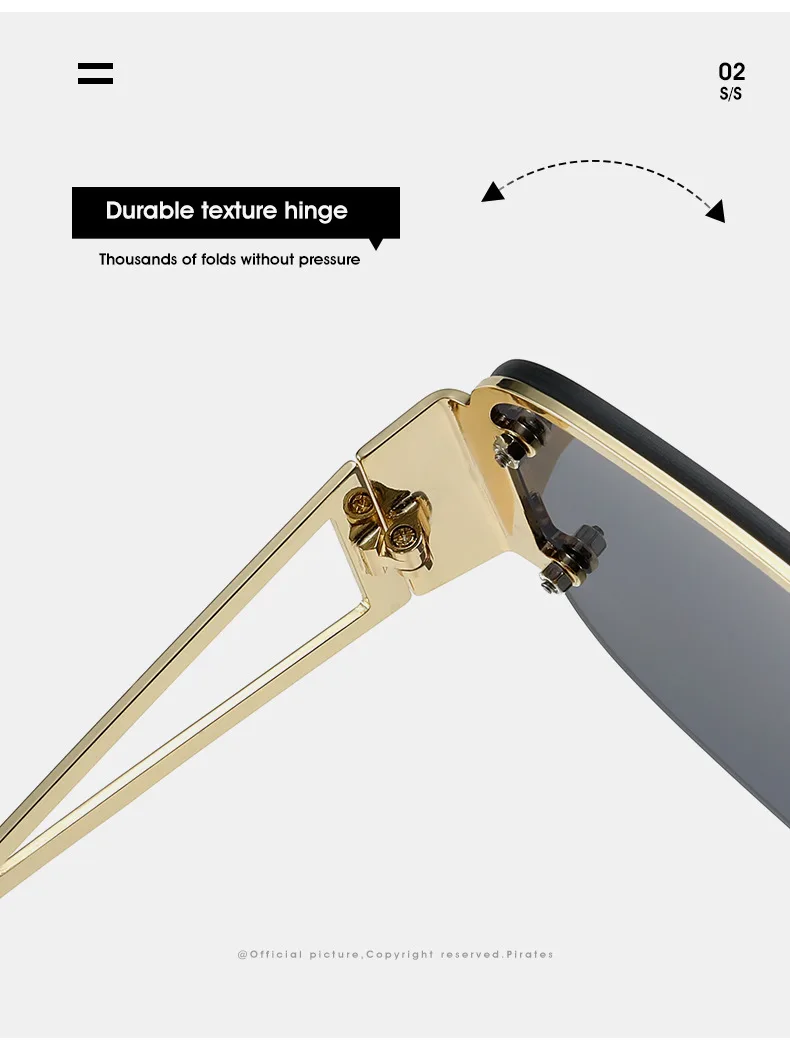 2024 Trendy Square Aviation Retro Custom Logo Sunglasses Metal Rimless Frame Square Gradient Colorful Men Women Sunglasses