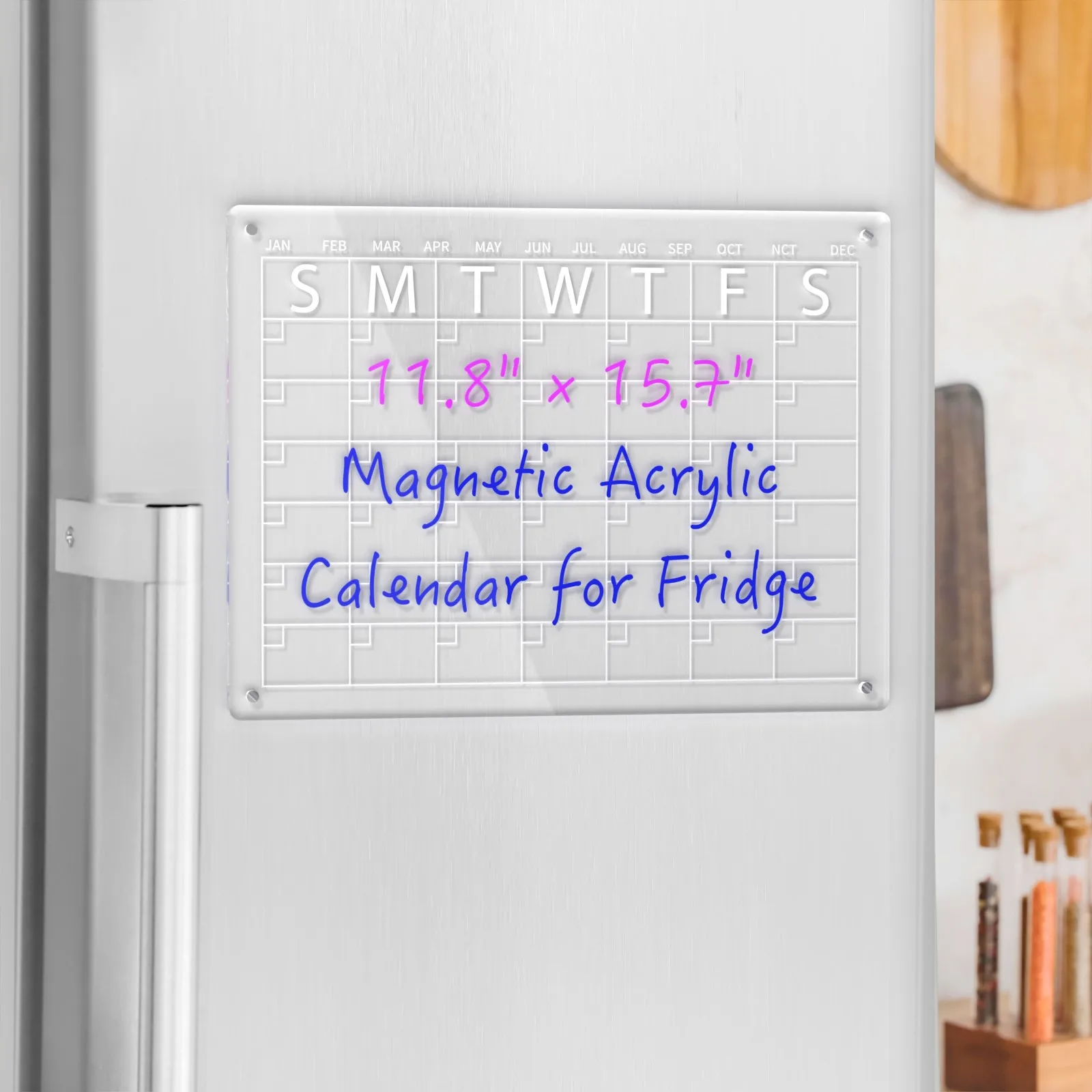 Wholesale Customized Clear Acrylic Monthly Wall Mounted Calendar Magnetic Acrylic Fridge Calendar