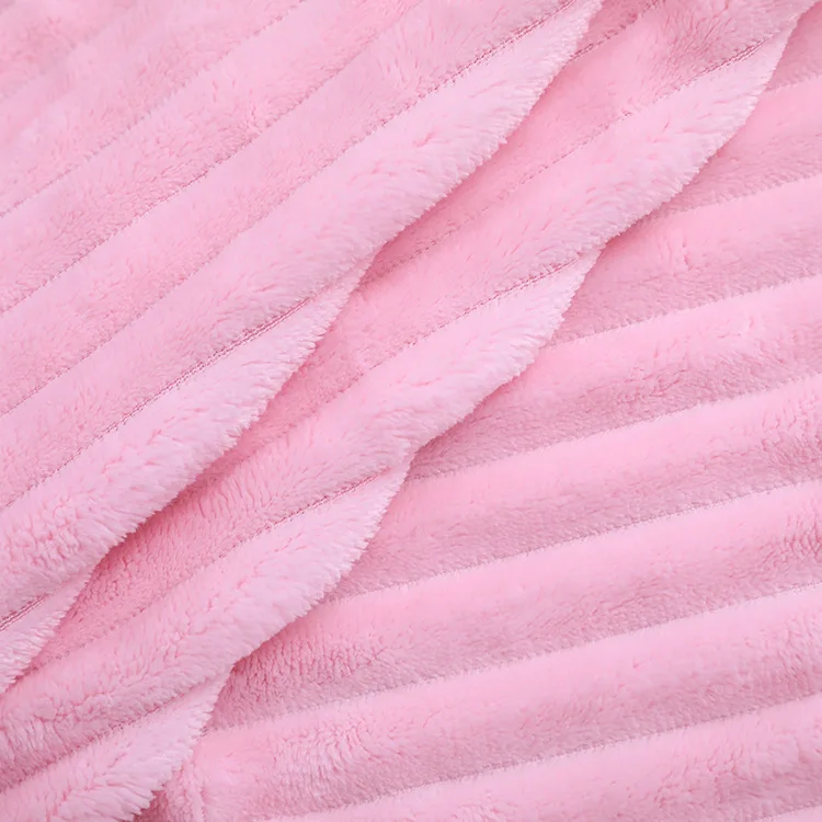 Super Soft Knitting Polyester Stripes Flannel Fleece Blanket Fabric