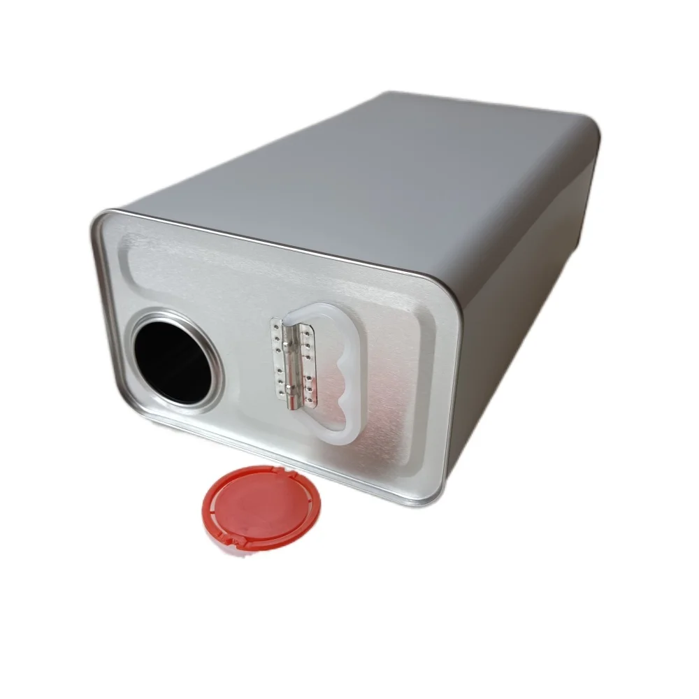 
1 gallon 5l metal white tinplate box pail bucket with screw top and plastic handle for oil use 