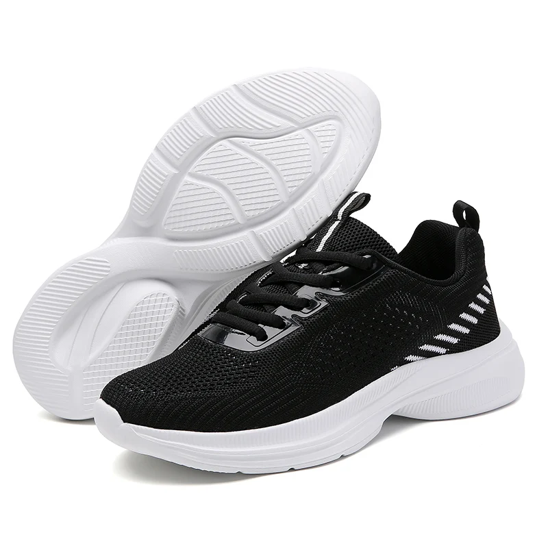 Fashion flying woven running sports and casual shoes breathable sports running shoes travel walking casual shoes