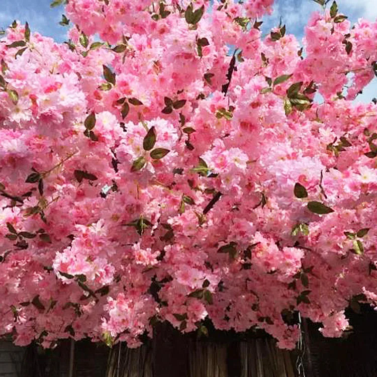 
China manufacturing fake plastic pink flower trees artificial cherry peach blossoms tree for indoor wedding decoration 