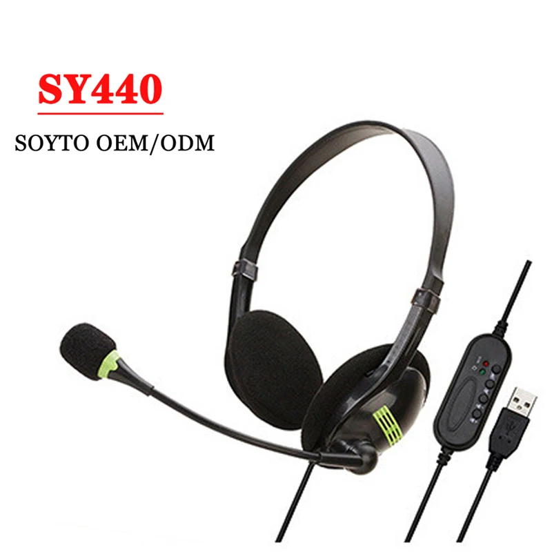 Factory custom SY440 OEM USB HEADSET Wholesale Usb headphones call center headsets for pc/laptop/music