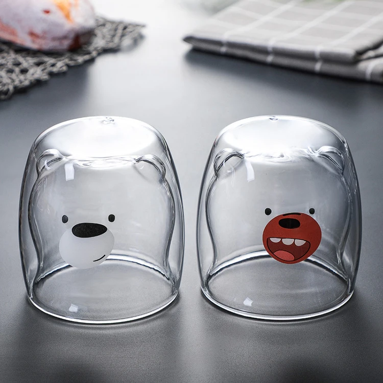 Clear Glass Coffee Cup Double Wall Glass Coffee Mugs for Cappuccino Latte Americano Tea Bag Beverage Milk