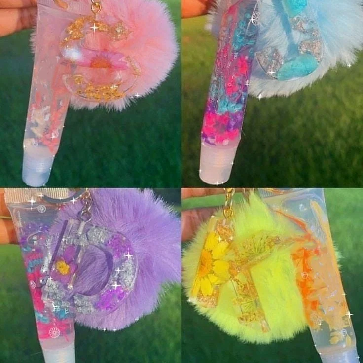 Beauty Cosmetic Wholesale Lip Gloss Bulk Lipstick Cruelty Free Crystal Letters Customize  Keychain Lipgloss