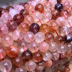 Natural gemstone 6/8/10/12mm smooth round red multi-inclusions quartz loose beads for jewelry gift making