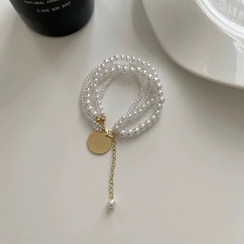 18K Gold Plated Vintage Pop Bow Pearl Bracelet Simple Daily Custom Style for Wholesale Black Ring Watches