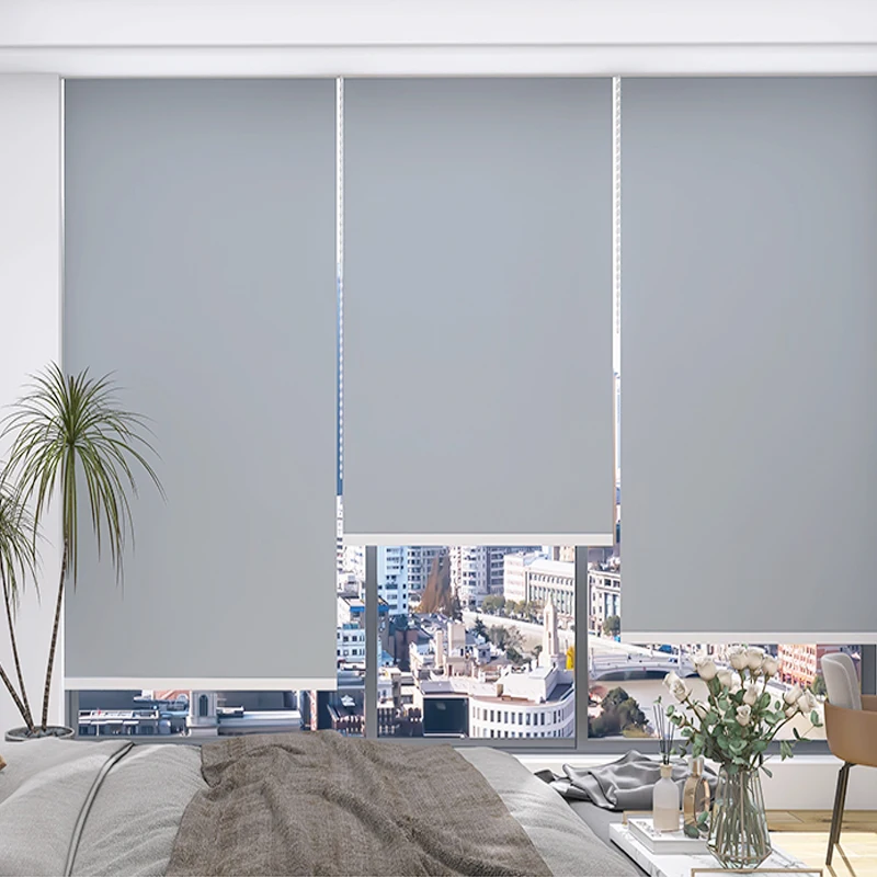 Electric 100% Blackout Roller Shade Window Blind with Thermal Insulated Roller Blind for Window UV Protection Fabric Blinds