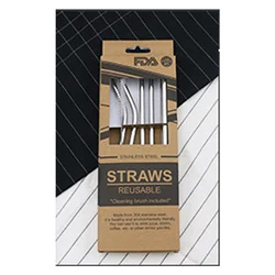 Food Grade Stainless Steel Straws and Brush set Tumbler Accessories