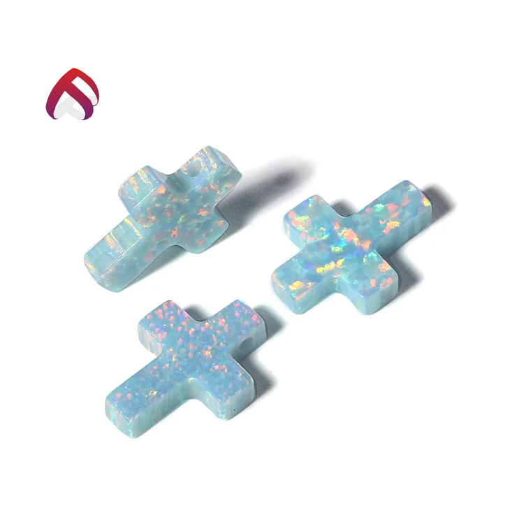 Wholesale Price Gemstone Cross Shape Synthetic Opal Stone Jewelry Making Stone
