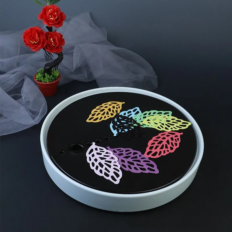 Edible Glutinous Rice Paper Colorful Hollowed Leaves Cake Dessert Toppers For Cake Dessert Decorating