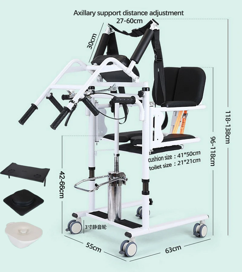 Hydraulic Lift Multi-functional Elderly Walking Aid Stand Hemiplegia Stroke Patient Convenient Rollator Walker for Disabled