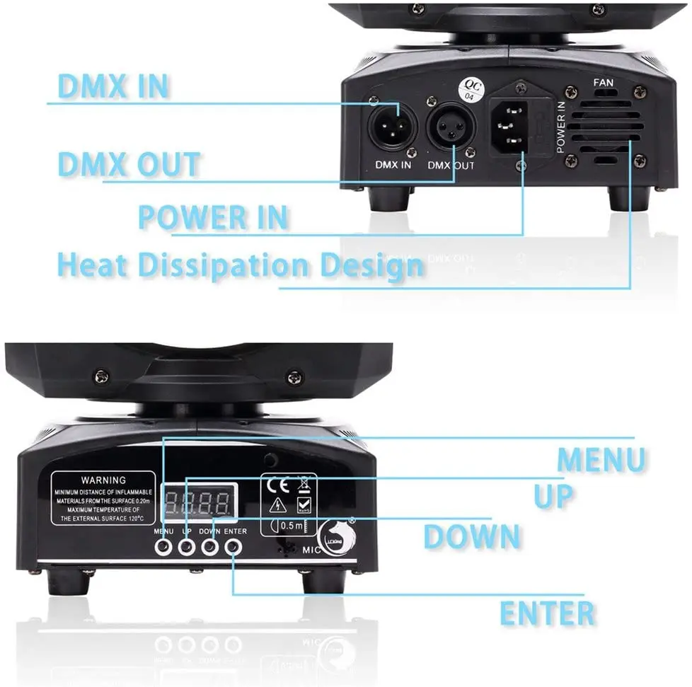 U`King Hot Sales Head Moving 25W RGBW 4 in 1 LED Heads 8 Gobos Patterns Spotlight Light