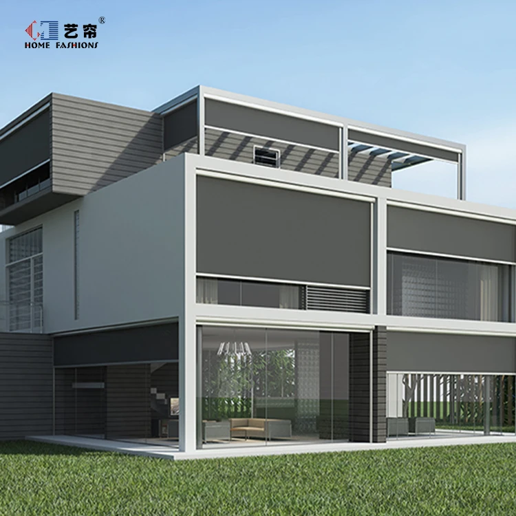 Yilian Aluminium Roller Shades Outdoor Rainproof Motorized Zipped Screens