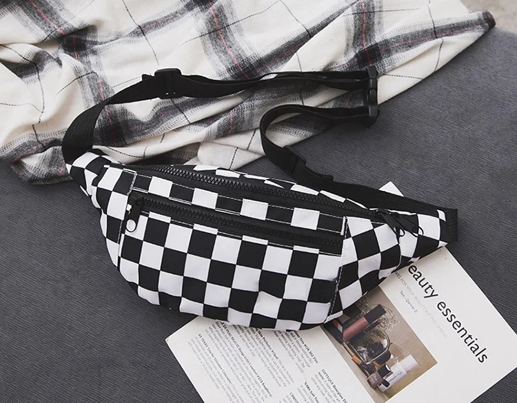 Fashion Checkered Belt Bag  Leisure Crossbody Fanny Pack Women Waist Bum Bags