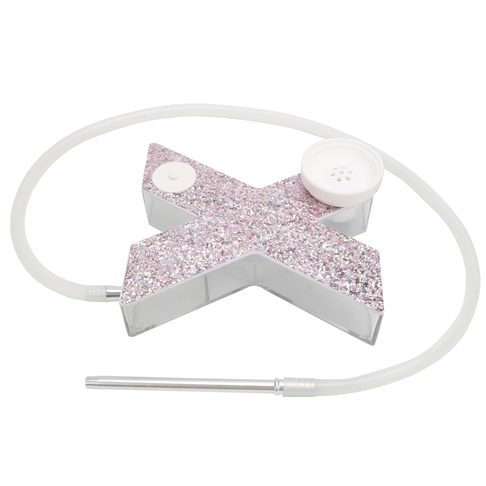 Wholesale X hookah with LED light Acrylic hookah Narguile Chicha Shisha Set Sheesha hubbly bubbly Portable hookah