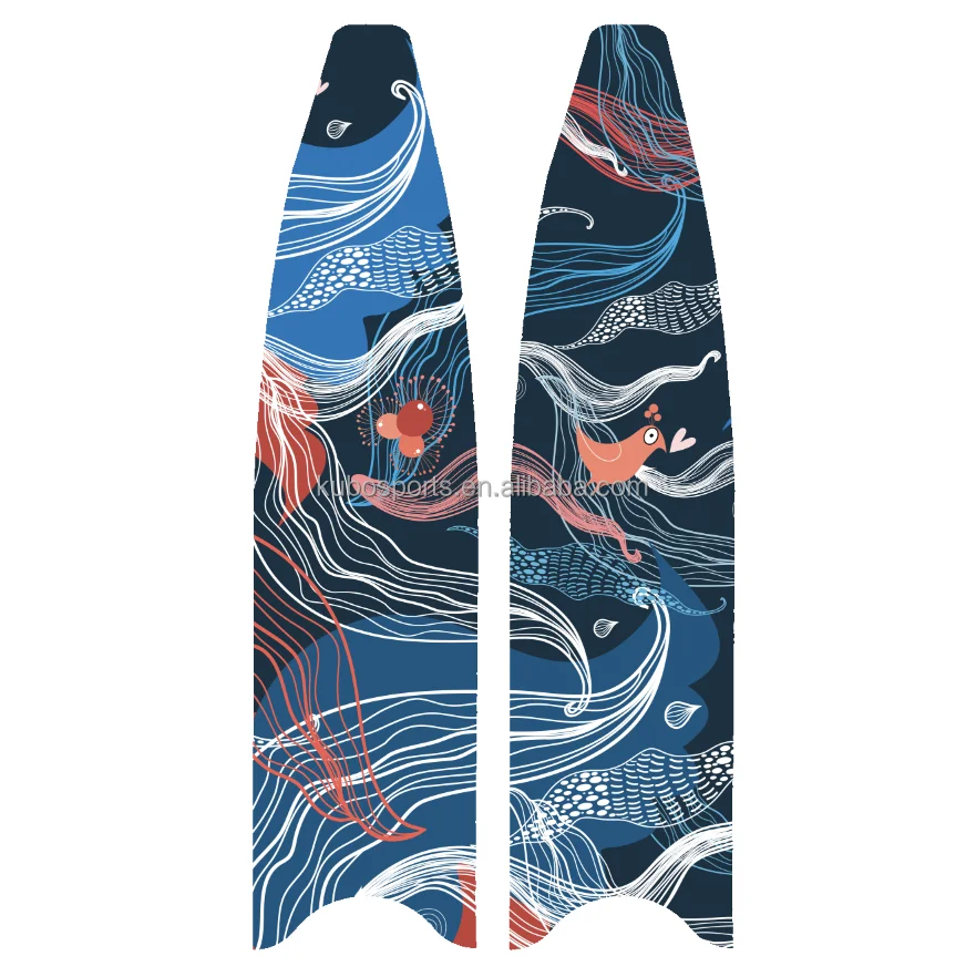KUBO factory long transparency glass fiber Blade freediving fiberglass swimming equipment accessary scuba diving fins