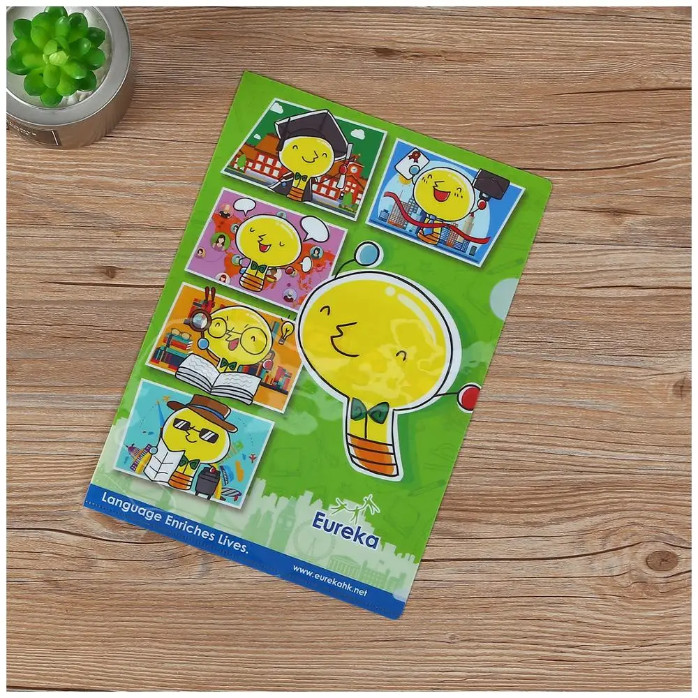 
Custom decorative A4 size PP plastic clear L shape file folder 