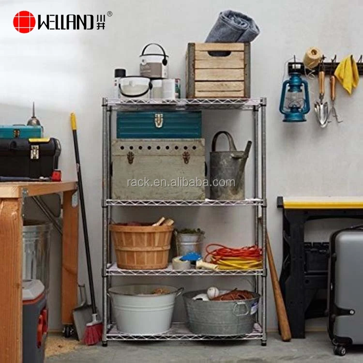 250lbs K/D Sundries Organizer Chrome Metal Wire Shelving,Free Standing Garage Display Rack, NSF Approval