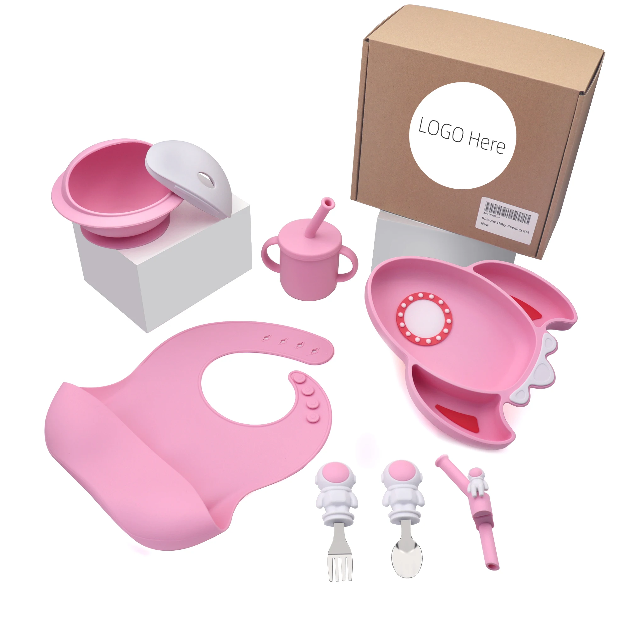 Astronaut Dining Eating Plates Spoon Tableware Bpa Free For Kids Placemat Toddler Food Grade Bowl Silicone Baby Feeding Set