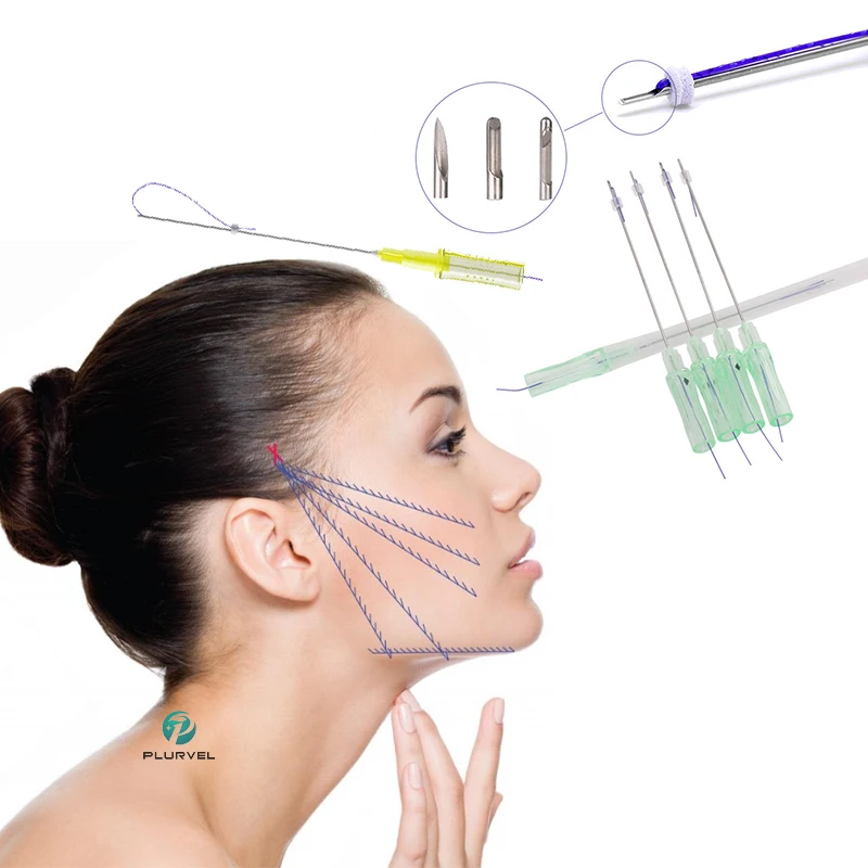 Korean Absorbable Face Lifting PDO Cog Molding Collagen Threads  Mono Barbed V Line Wrikles Lift