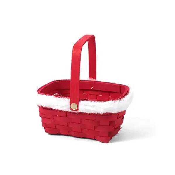 Hot Sale Food Packaging Round Bamboo Storage Basket Wood Chip Christmas Decoration Basket Candy Fruit Snack Gift Basket