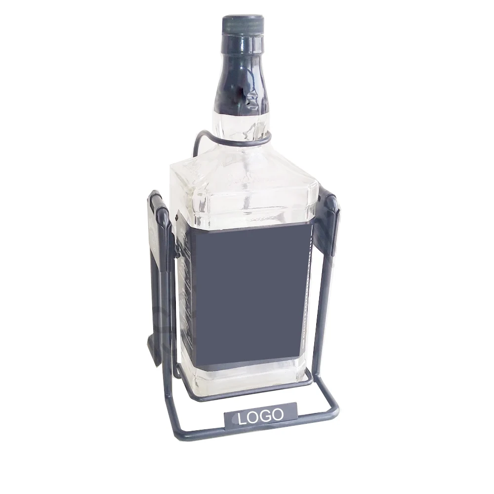 JD whiskey bottle swing pour cradle metal wine display stand holder rack for liquor tequila rum vodka champagne brandy XO VSOP