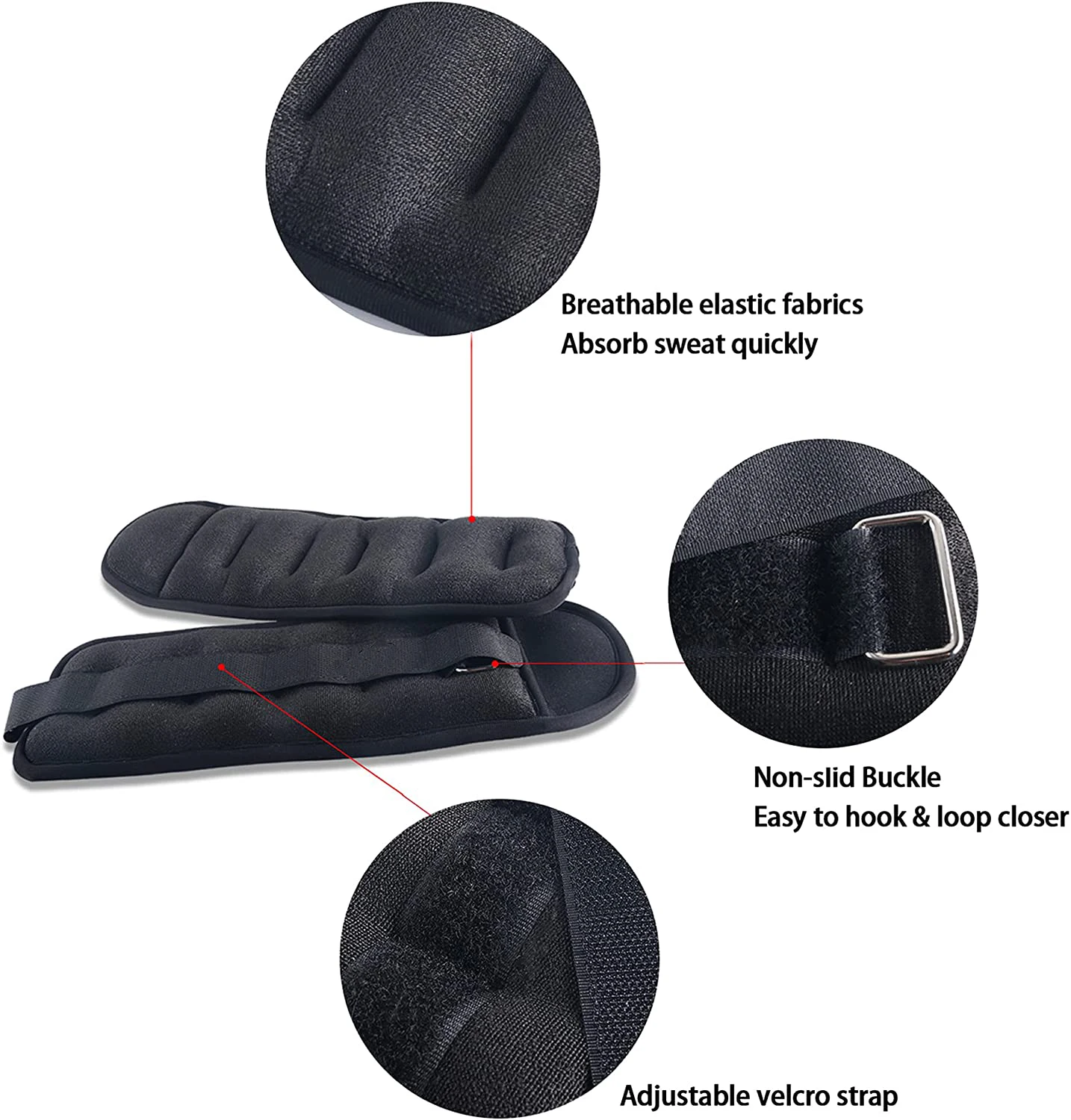 Ankle Weights 0.25/0.5/0.75/1/1.5/2/2.5KG Pair for Kids and Adult Dancing Jogging Gymnastics Aerobics Physical Therapy