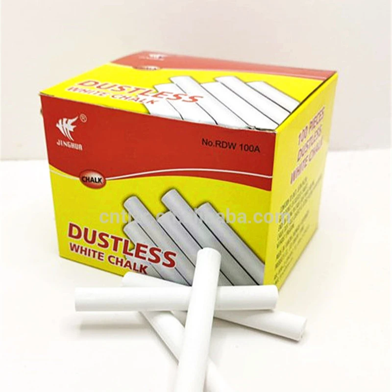 Hot Sale Wholesale School Chalk 100pcs Non-Toxic Dustless White Color School Blackboard Chalk for Office Stationery