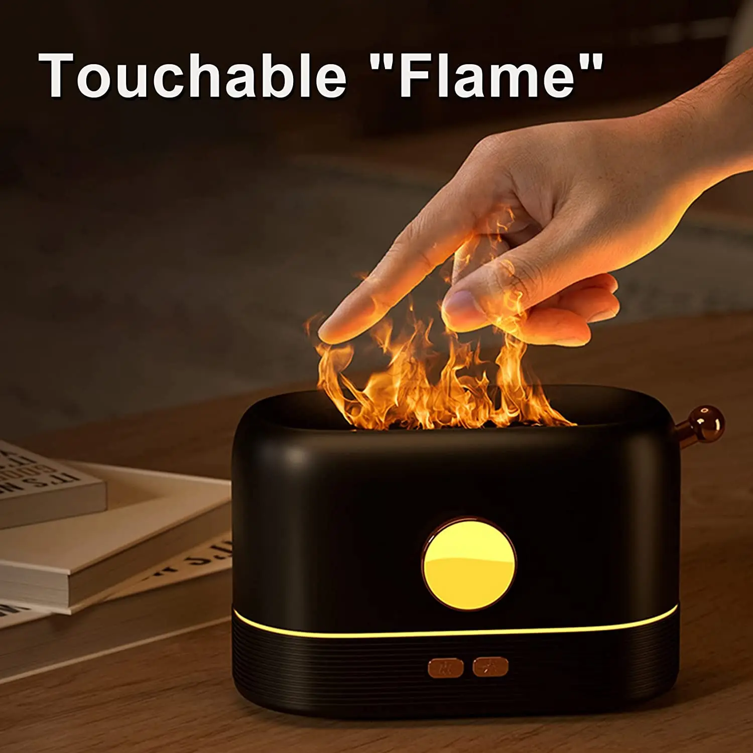 2022 simulation blue flame air humidificador wireless ultrasonic fog generator humidifier diffused Flame Light Aroma Humidifier